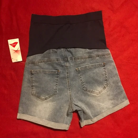 NWT Maternity Jean Shorts With Belly Panel - Picture 9 of 15